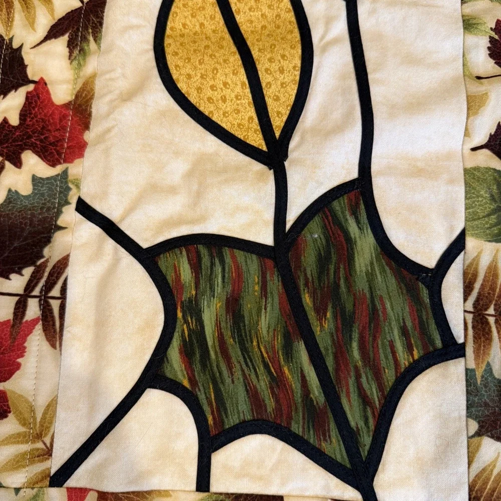 Handmade Fall Appliqué Quilted Wall Hanging Unfinished, Needs Binding 42x28